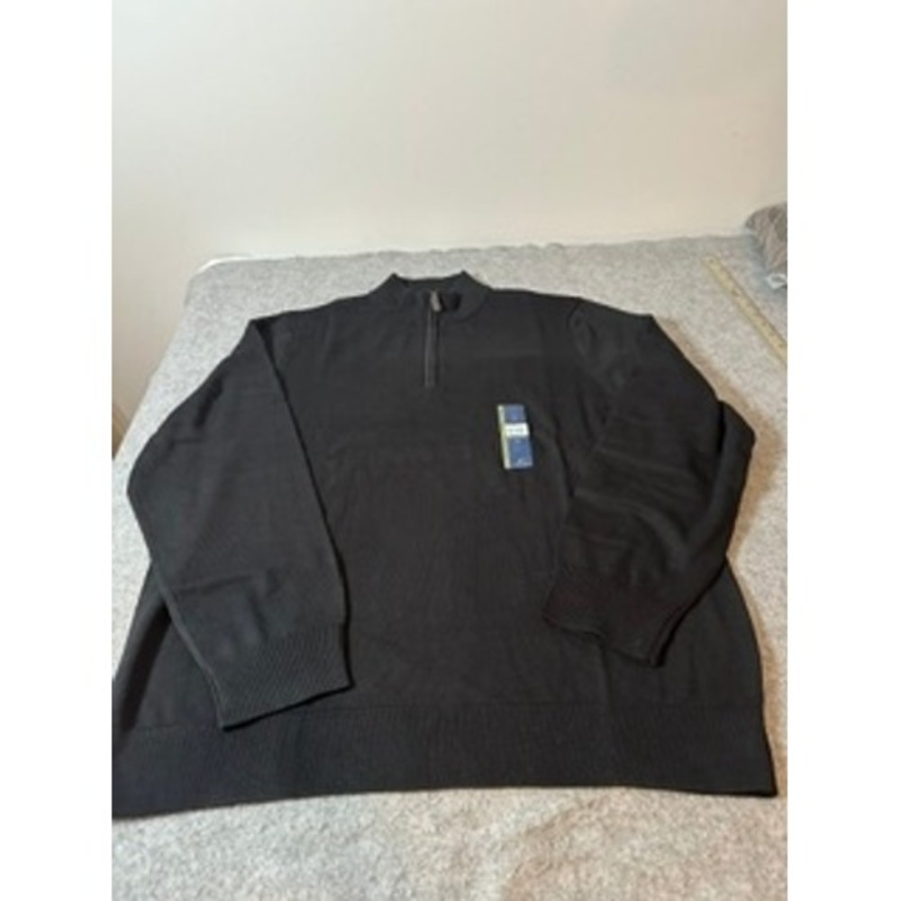 George Mens Black Quarter Zip Mock Neck Sweater XL NEW